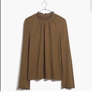 Madewell Long Sleeve Mock Neck Green Blouse/Shirt
